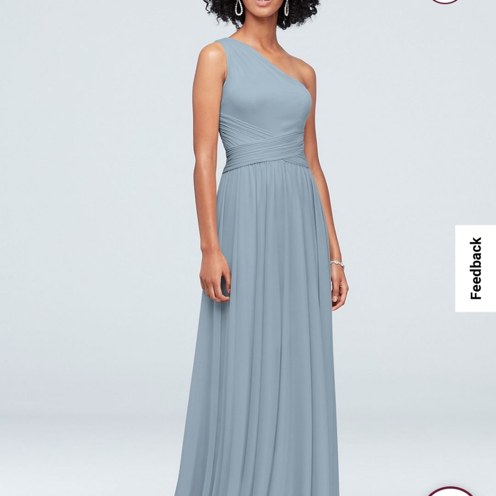 David's Bridal Bridesmaid Dress in Dusty Blue F19932